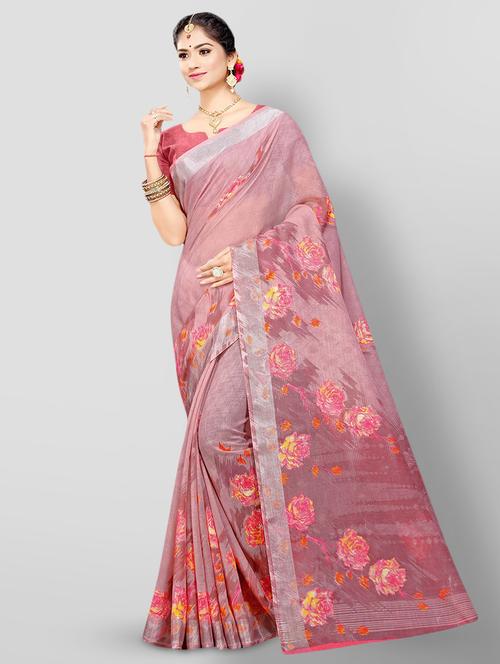 floral printed saree with blouse - 18220898 - Very Small Image - 1