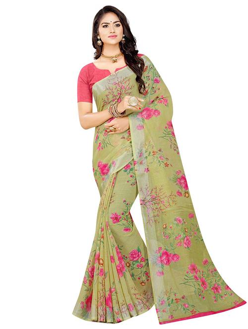 floral printed saree with blouse - 18220906 - Very Small Image - 1