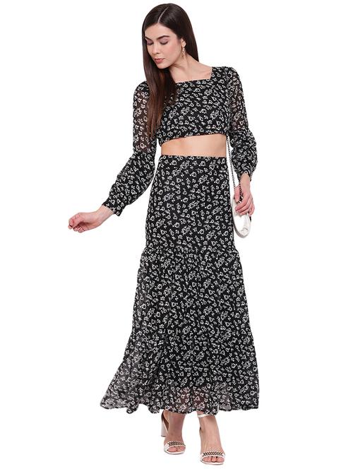 black printed top and skirt set set - 18221569 - Very Small Image - 1