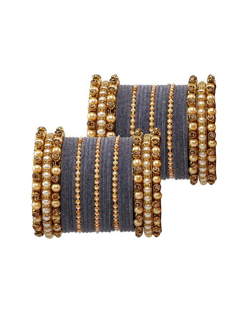 pearl and crystal stone metal bangle set pack of 50 - 18221600 - Very Small Image - 1