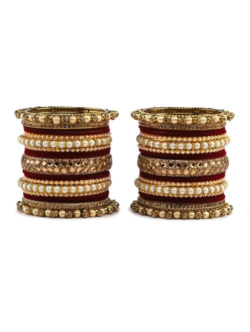 heavy rich pearl stone work antique stylish bangle set - 18221970 - Very Small Image - 1