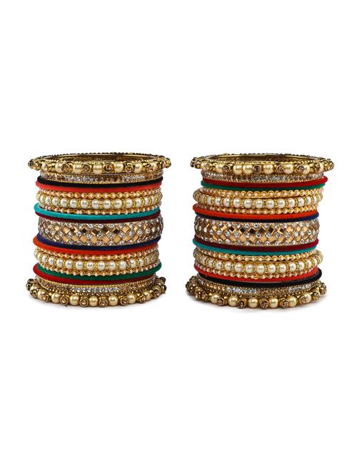 heavy rich pearl stone work antique stylish bangle set - 18221972 - Very Small Image - 1