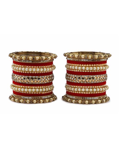 heavy rich pearl stone work antique stylish bangle set - 18221974 - Very Small Image - 1
