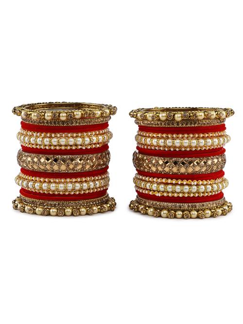 heavy rich pearl stone work antique stylish bangle set - 18221976 - Very Small Image - 1