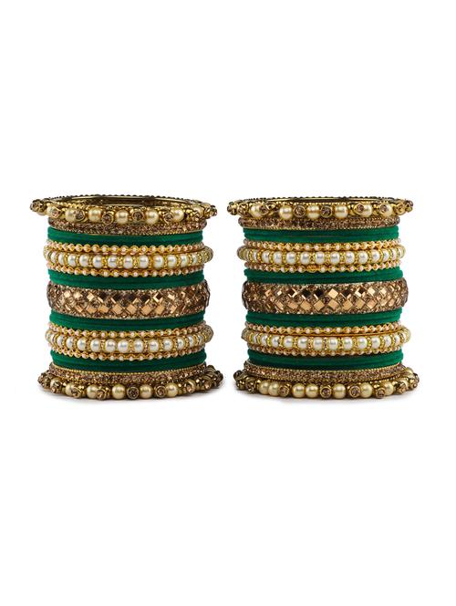 heavy rich pearl stone work antique stylish bangle set - 18221980 - Very Small Image - 1