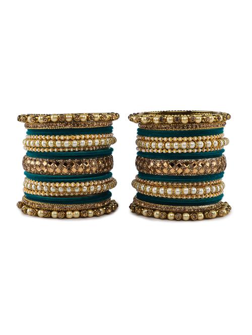 heavy rich pearl stone work antique stylish bangle set - 18221985 - Very Small Image - 1