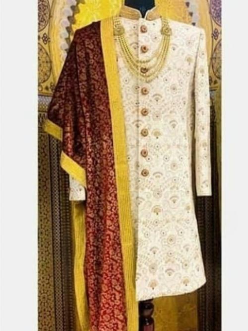 groom embroidered sherwani set - 18222044 - Very Small Image - 1
