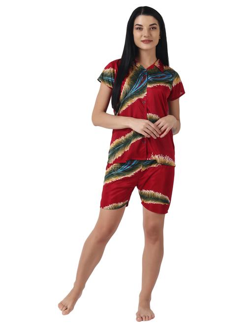 red printed babydoll - 18223415 - Very Small Image - 1