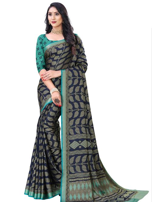 foil printed saree with blouse - 18223469 - Very Small Image - 1