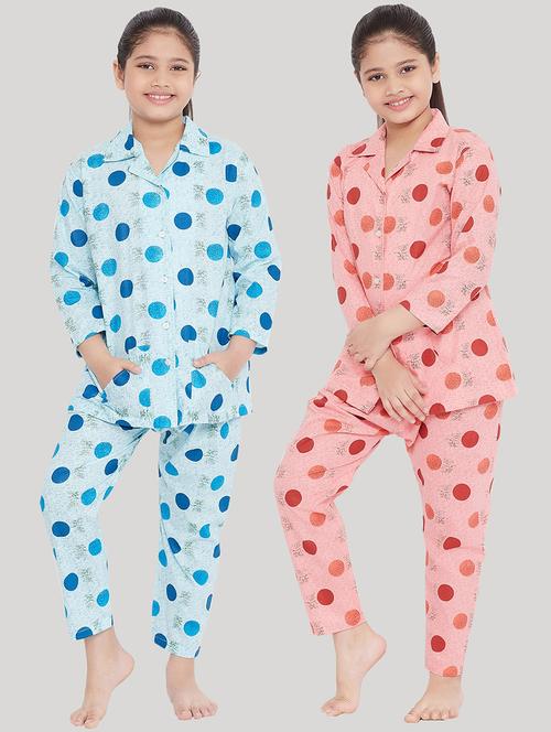 pack of 2 printed nightwear pajama set - 18223622 - Very Small Image - 1
