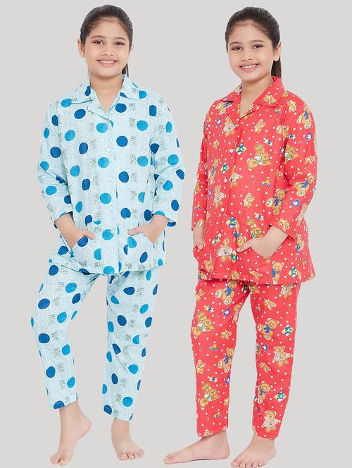 pack of 2 printed nightwear pajama set - 18223644 - Very Small Image - 1