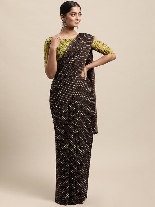 polka dots printed saree with blouse - 18223716 - Very Small Image - 1
