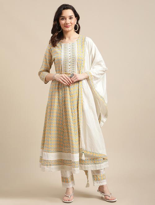 yellow cotton kurta pant set - 18223892 - Very Small Image - 1