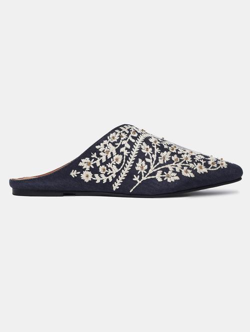 navy blue embroidered mule - 18223924 - Very Small Image - 1