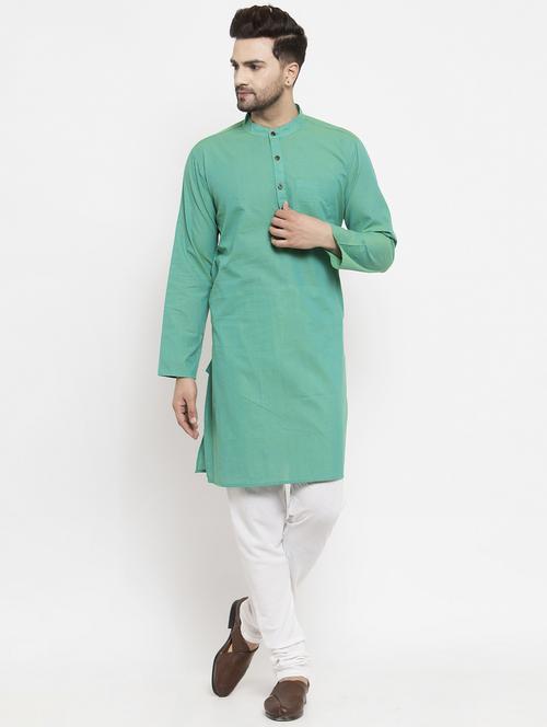 green solid long kurta - 18224297 - Very Small Image - 1