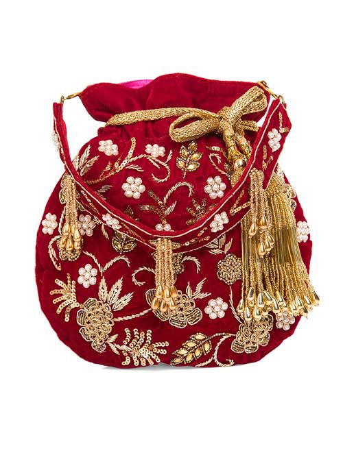 maroon velvet regular potli - 18224343 - Very Small Image - 1