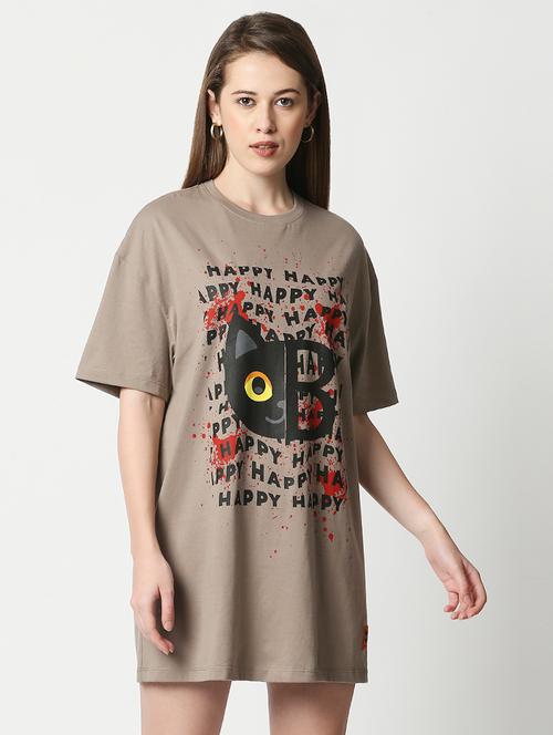 short sleeved front-printed t-shirt dress - 18224415 - Very Small Image - 1