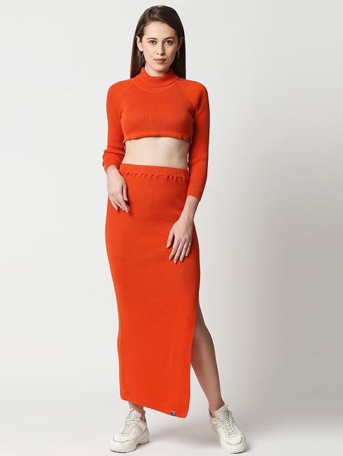 high neck slit skirt combos dress - 18224419 - Very Small Image - 1