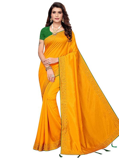 yellow silk bordered saree with blouse - 18224475 - Very Small Image - 1