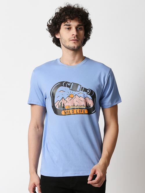 light blue chest-printed t-shirt - 18224498 - Very Small Image - 1