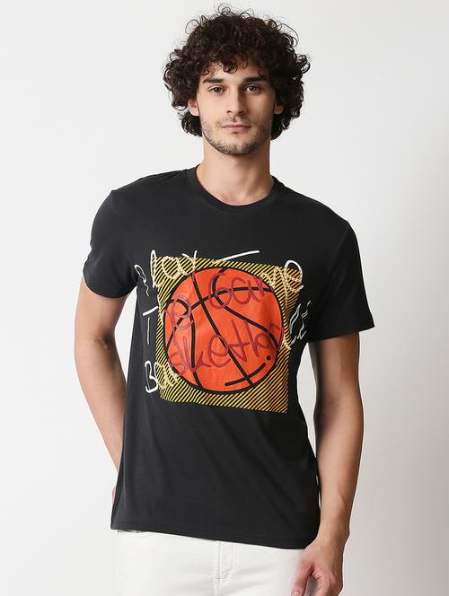 charcoal-grey chest-printed t-shirt - 18224499 - Very Small Image - 1