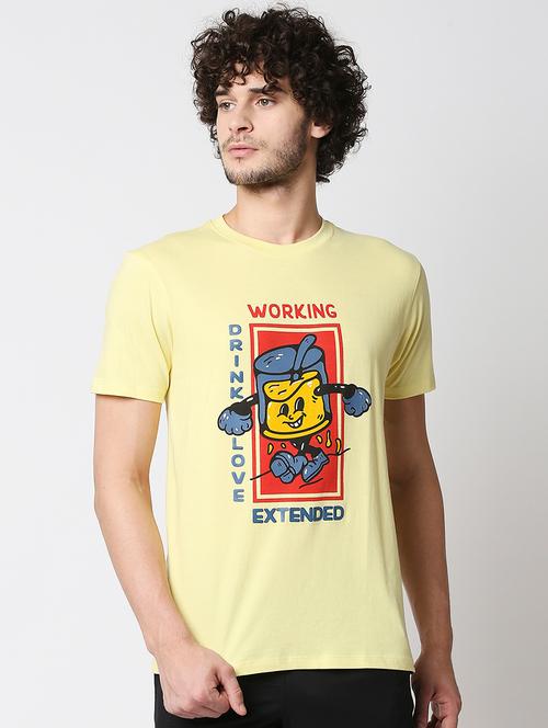 yellow chest-printed t-shirt - 18224508 - Very Small Image - 1
