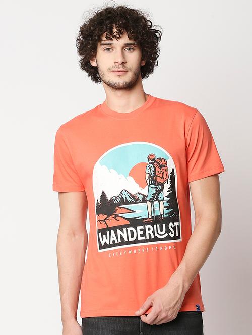 coral chest-printed t-shirt - 18224510 - Very Small Image - 1