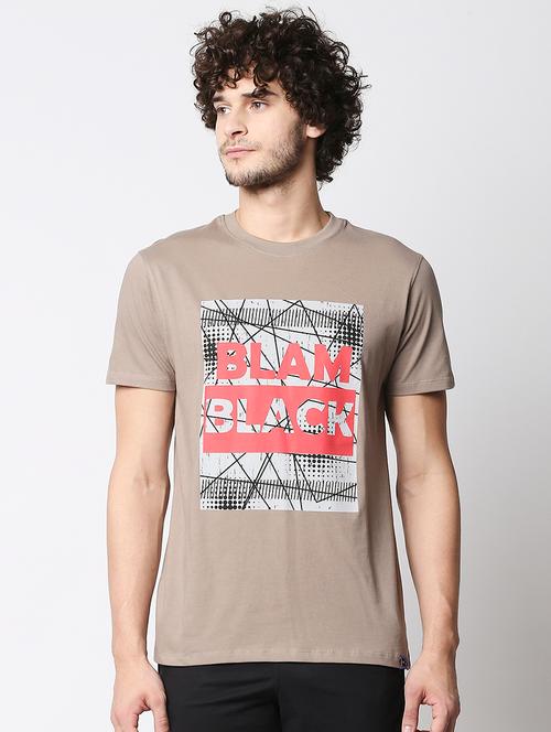 taupe chest-printed t-shirt - 18224513 - Very Small Image - 1