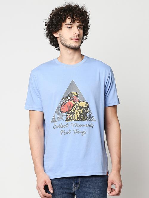 light blue chest-printed t-shirt - 18224526 - Very Small Image - 1