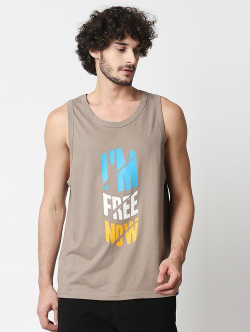 taupe chest-printed vest - 18224546 - Very Small Image - 1