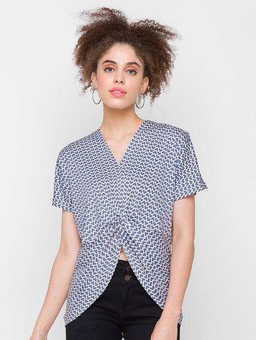 women's asymmetric v neck top - 18224583 - Very Small Image - 1