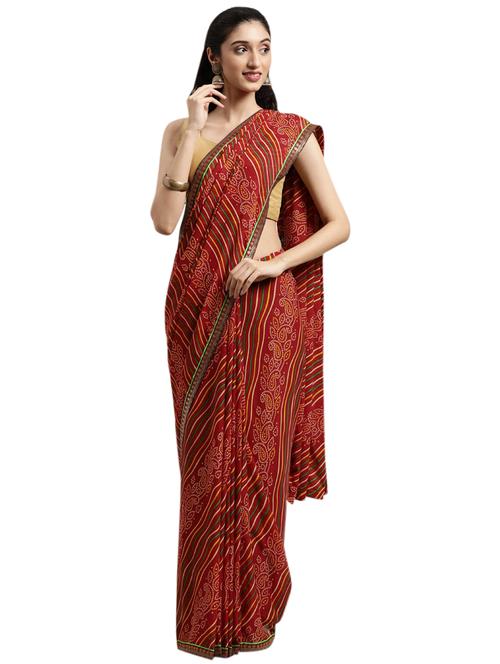 red georgette printed saree - 18225266 - Very Small Image - 1