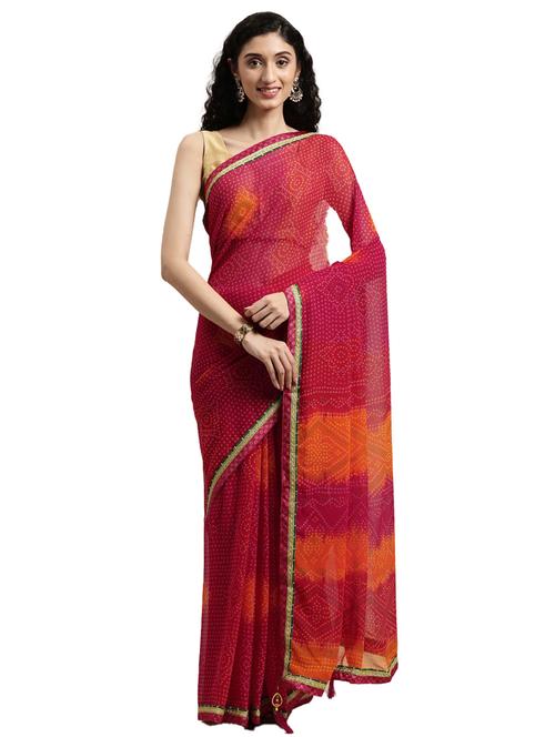 pink georgette printed saree - 18225292 - Very Small Image - 1
