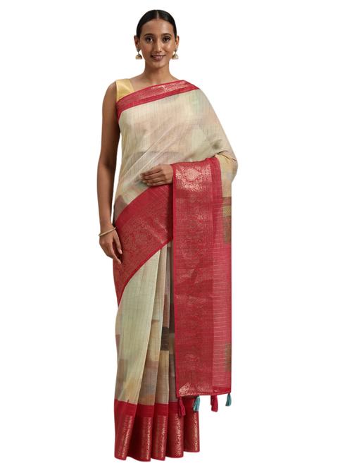 multi colored cotton silk printed saree with blouse - 18225307 - Very Small Image - 1
