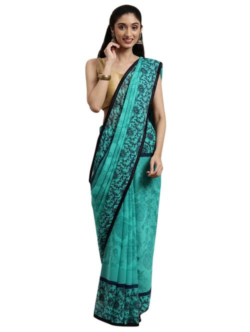 sky blue chiffon printed saree with blouse - 18225354 - Very Small Image - 1