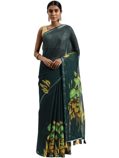 floral printed saree with blouse - 18225461 - Very Small Image - 1