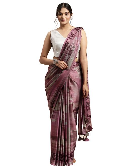 abstract printed saree with blouse - 18225490 - Very Small Image - 1