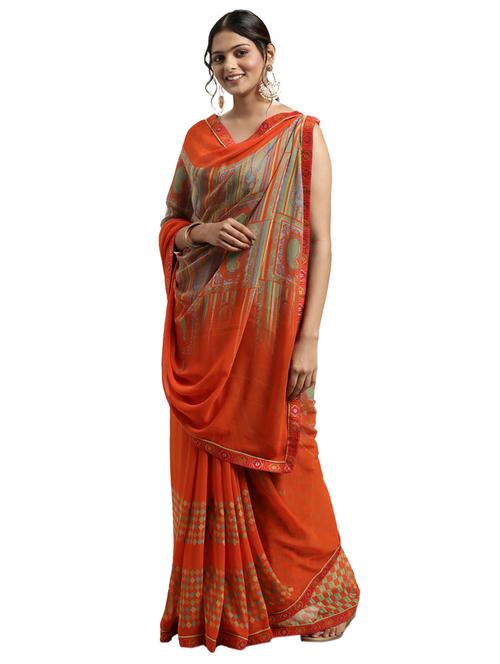 multi colored georgette printed saree with blouse - 18225664 - Very Small Image - 1