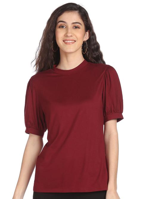 puff sleeved solid top - 18225721 - Very Small Image - 1