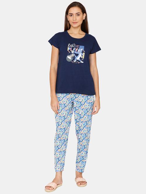 round neck printed nightwear pajama set - 18225945 - Very Small Image - 1