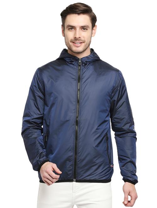 navy-blue solid windcheater jacket - 18225955 - Very Small Image - 1