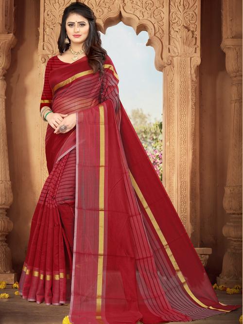 red rawsilk saree - 18226141 - Very Small Image - 1