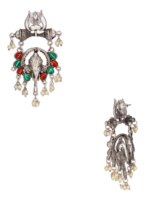 black metal jhumka earring - 18226376 - Very Small Image - 1