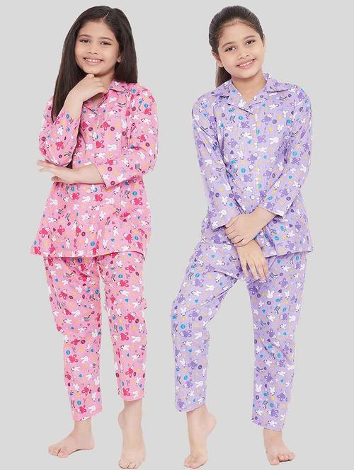 pack of 2 printed nightwear pajama set - 18226647 - Very Small Image - 1