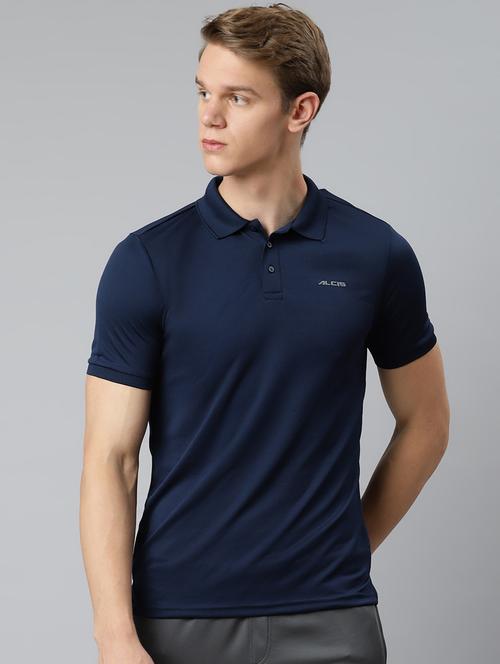navy blue solid polo t-shirt - 18227042 - Very Small Image - 1