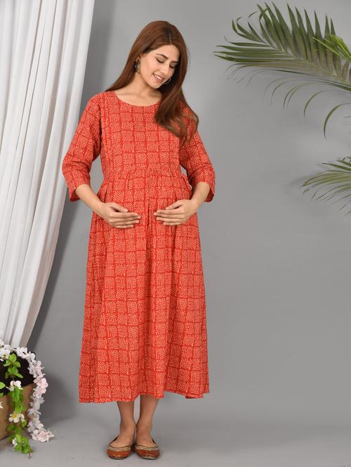 red printed maternity wear - 18227438 - Very Small Image - 1