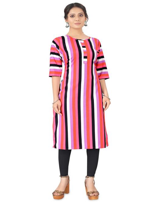 pink stripe straight kurta - 18227522 - Very Small Image - 1
