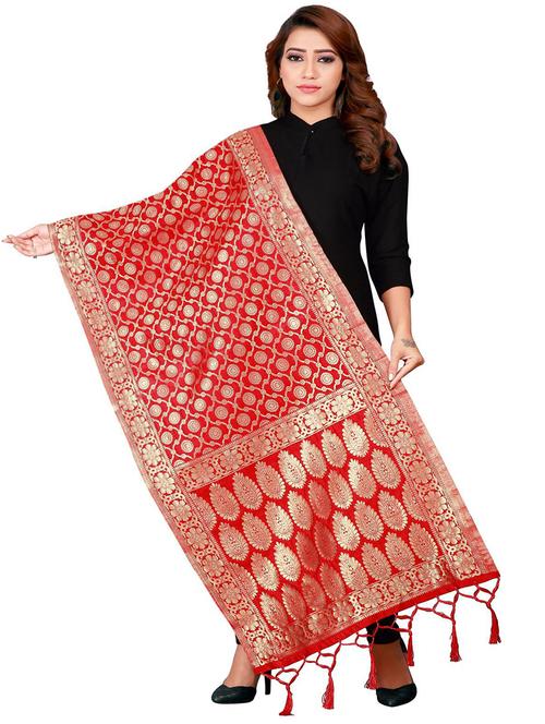 red silk blend dupatta - 18227611 - Very Small Image - 1