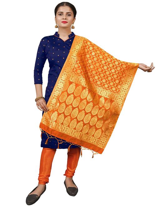 yellow silk blend dupatta - 18227615 - Very Small Image - 1