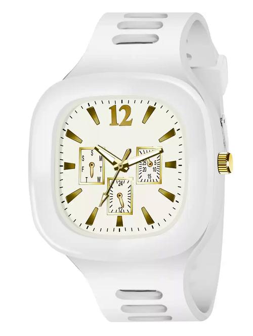 lorenz stylish square white dial smooth silicon strap addi stylish designer analog watch- white | mk-3097k - 18227661 - Very Small Image - 1
